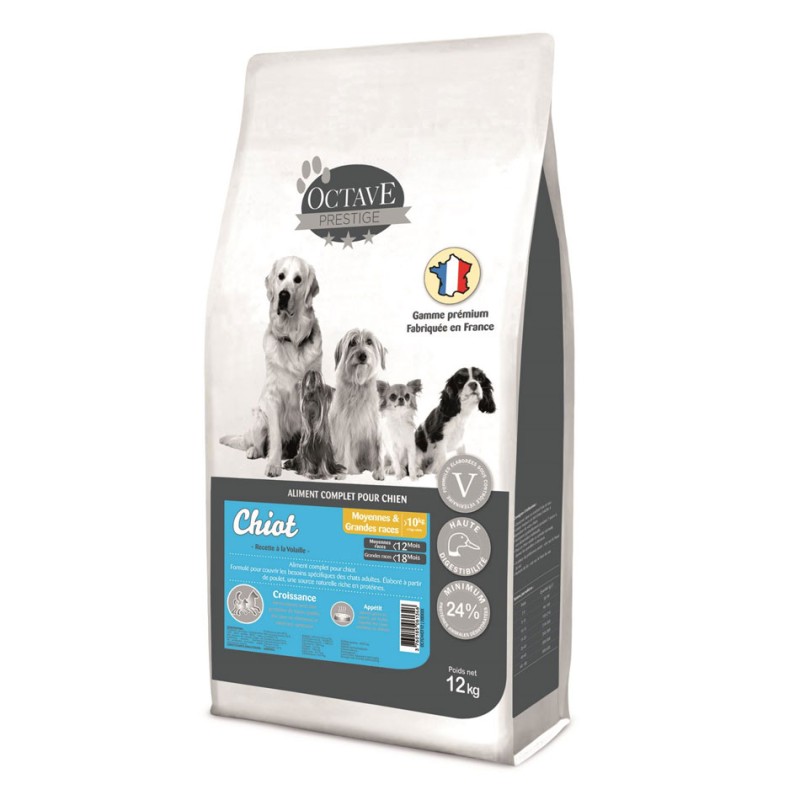 Croquettes Octave Prestige Chiot 12 kg ANIMAL FOOD DIFFUSION 3760185061346 Croquettes Octave