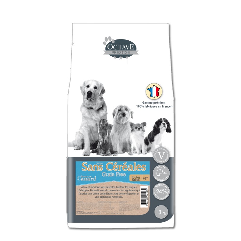 Croquettes Octave Prestige Sans Céréales Canard 12 kg ANIMAL FOOD DIFFUSION 376015061339 Croquettes Octave