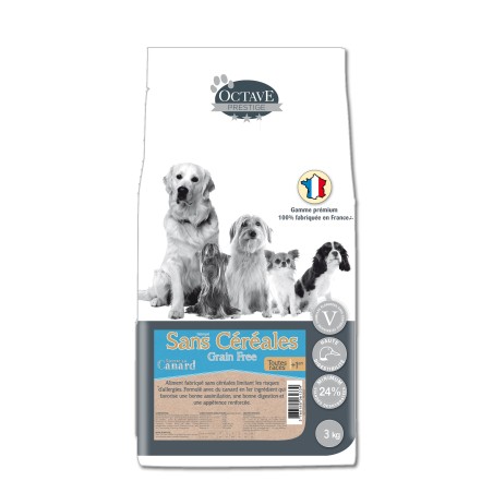 Croquettes Octave Prestige Sans Céréales Canard 12 kg ANIMAL FOOD DIFFUSION 376015061339 Croquettes Octave