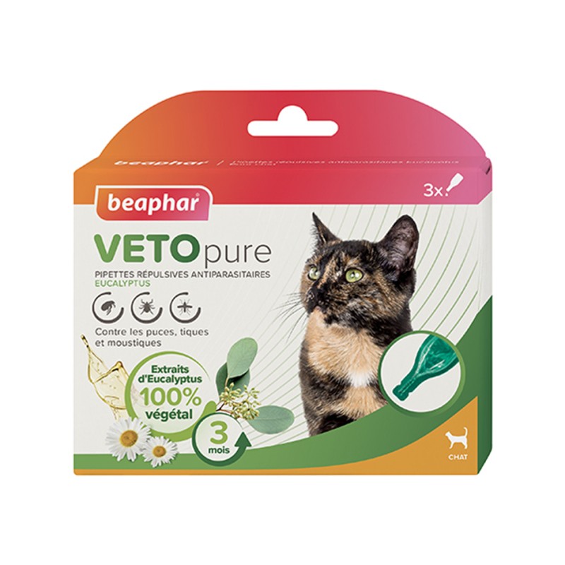 Pipettes répulsives antiparasitaires pour chat VetoPure BEAPHAR 8711231199273 Pipettes et spray