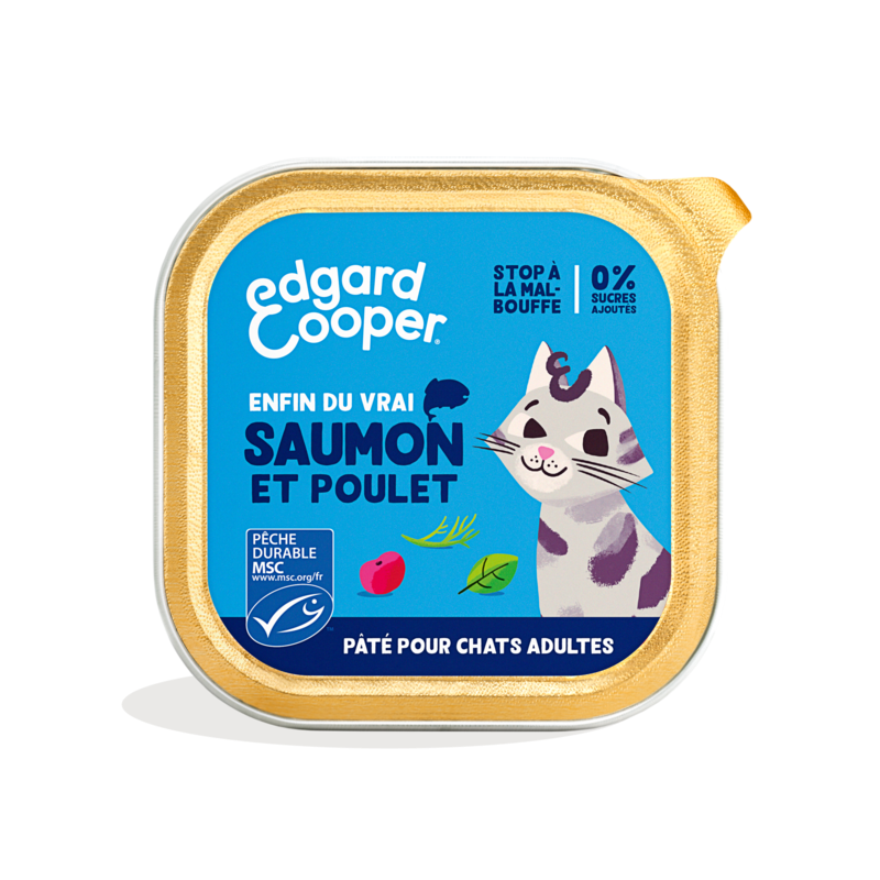 Boite Edgar Cooper - Saumon Poulet EDGARD COOPER 5407009641213 Boîtes, pochons alimentation humide pour chats