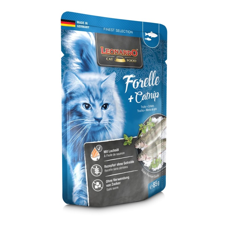 Terrine pour Chat Leonardo Truite & Catnip LEONARDO  Terrines Leonardo