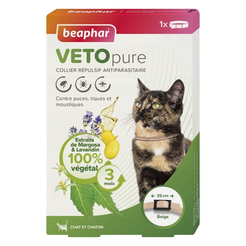 Collier répulsif antiparasitaire réfléchissant pour chat VETOpure - Beaphar BEAPHAR 8711231110315 Colliers / Divers