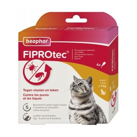 Pipettes Tiques et Puces 50 mg - Fiprotec - Beaphar BEAPHAR 8711231154906 Pipettes et spray