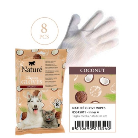 Gants/Lingettes nettoyantes "Naturé Gloves" senteur noix de coco - Fer