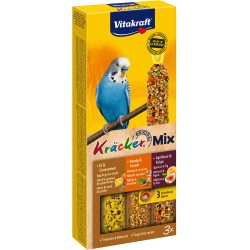 Vitakraft Kräcker Perruches Mix : 3 Krackers aux saveurs différentes.