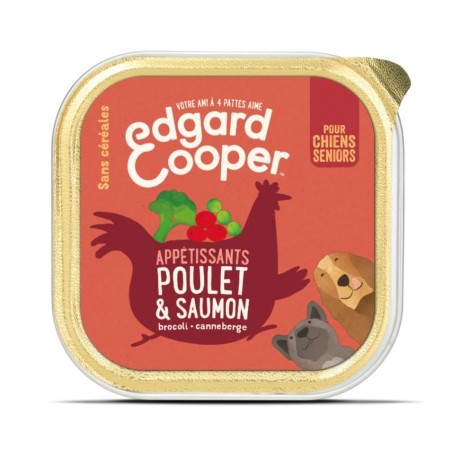 Barquette sans Céréales Poulet & Saumon pour Chien Sénior - Edgar Coop