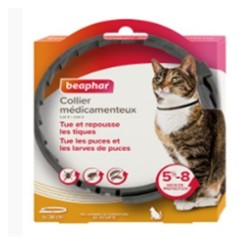 Collier médicamenteux pour chat Beaphar : Collier antiparasitaire élim