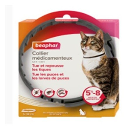 Collier médicamenteux pour chat Beaphar : Collier antiparasitaire élim