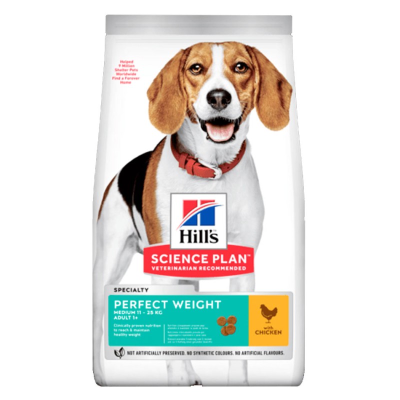 Croquettes Hill's Medium Perfect Weight Poulet  HILL'S 052742025216 Alimentation chien sensible/surpoids