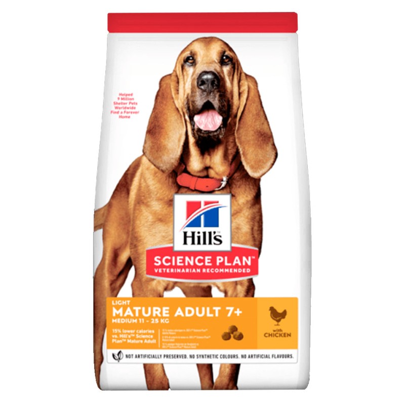 Croquettes Hill's Medium Mature 7+ Light Poulet HILL'S 052742754406 Alimentation Senior